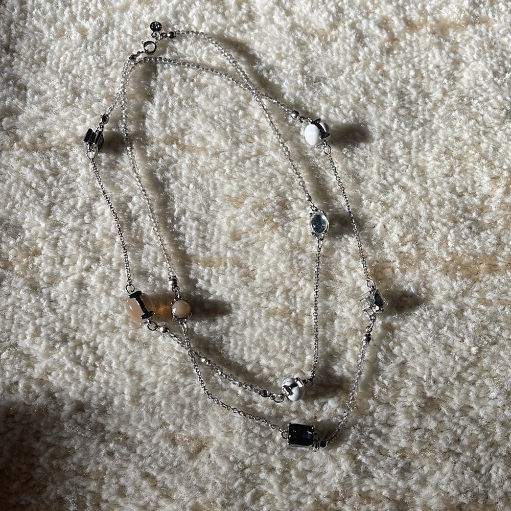 Loft Silver Statement necklace with stone and crystal detail